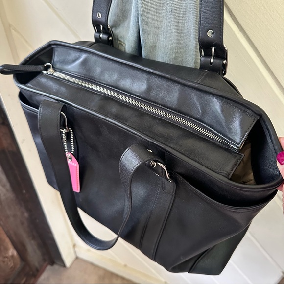 VINTAGE COACH BLACK LEATHER HAMPTON TOTE 5147 - Picture 5 of 11